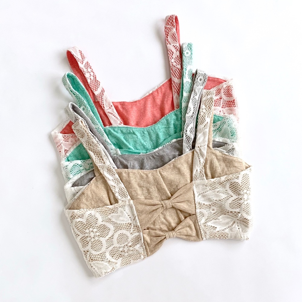 NWOT Gray Back Cutout Floral Lace Bra Crop Top - Picture 12 of 14
